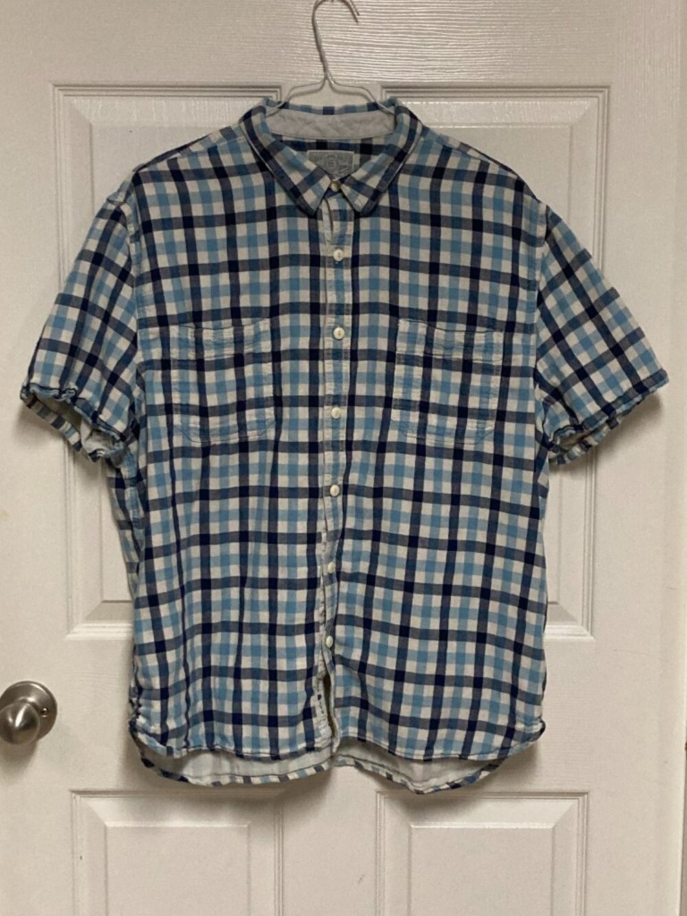 Men's dress shirt by Lucky Brand blue and white checks sze XX-Large